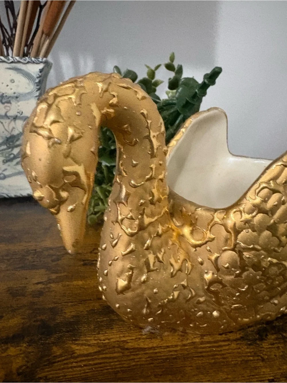 22 Karat Gold Swan Tabletop Planter - Decorative Home Accent